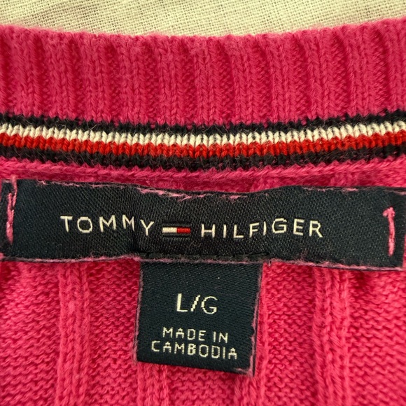 Tommy Hilfiger Pink Cable-Knit Short Sleeve Sweater Top - Picture 5 of 11